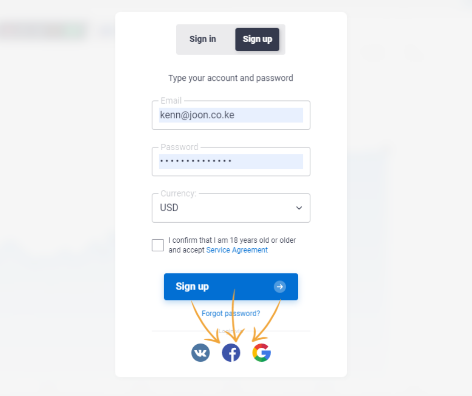 How to register Quotex with Facebook 