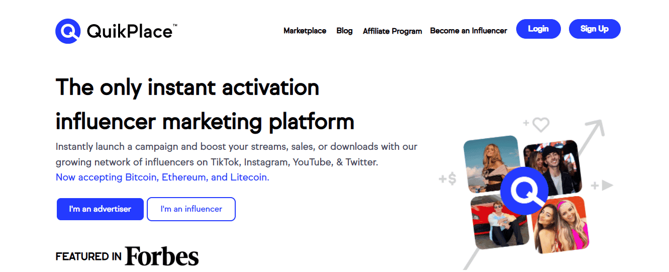 Quickplace - The only instant activation influencer marketing platform