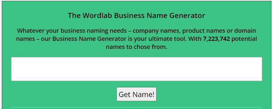 Business naming tool