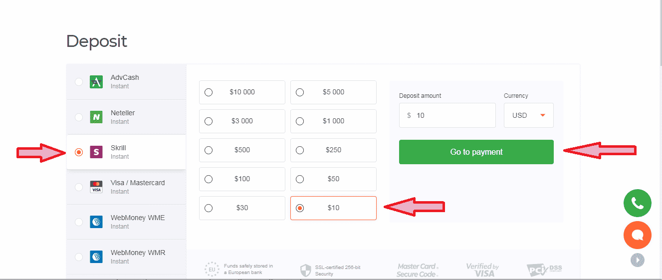 IQ Option Skrill Deposit Option