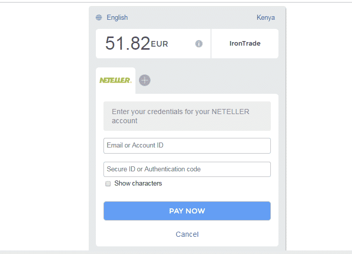How to fund Iron Trade with Neteller