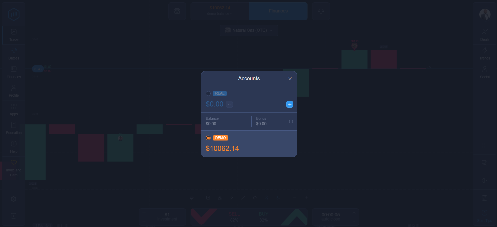 Account types in Expert Option
