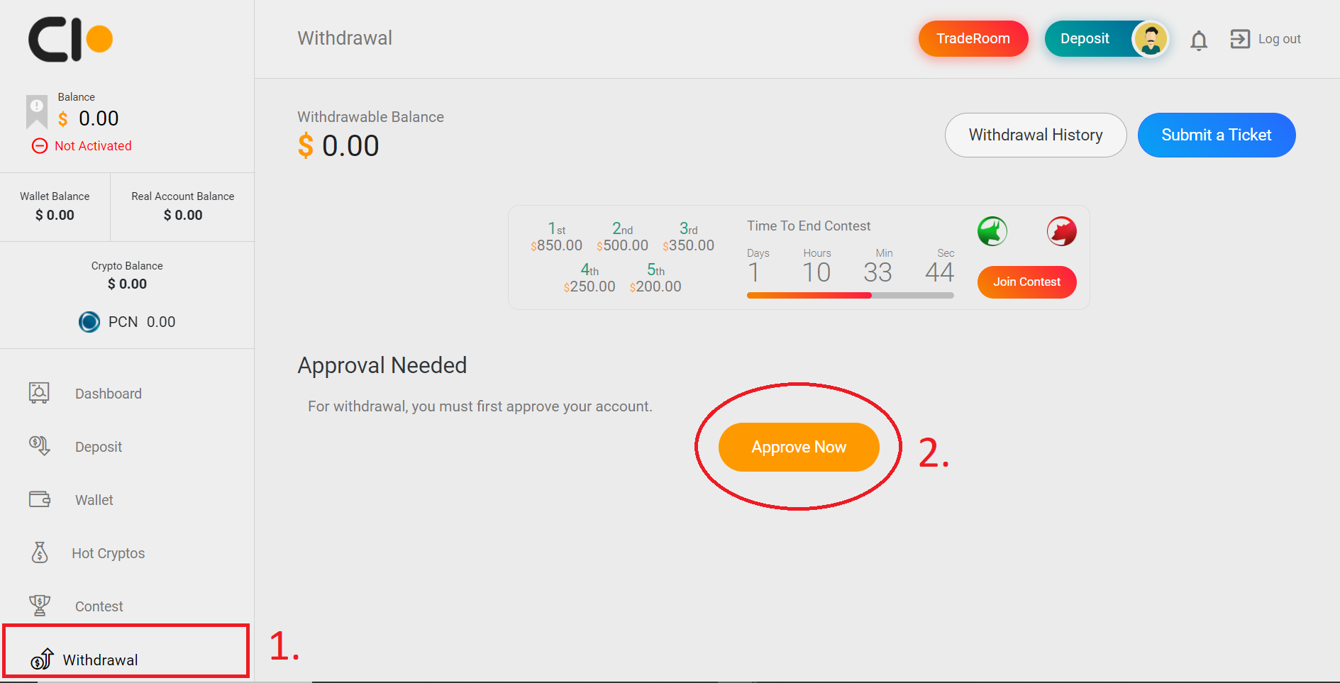 Close Option Account Withdraw