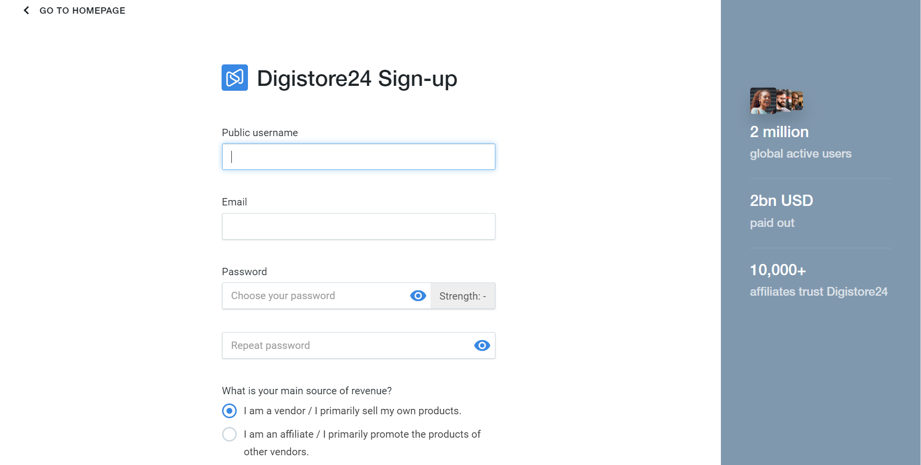 Digistore24 registration 