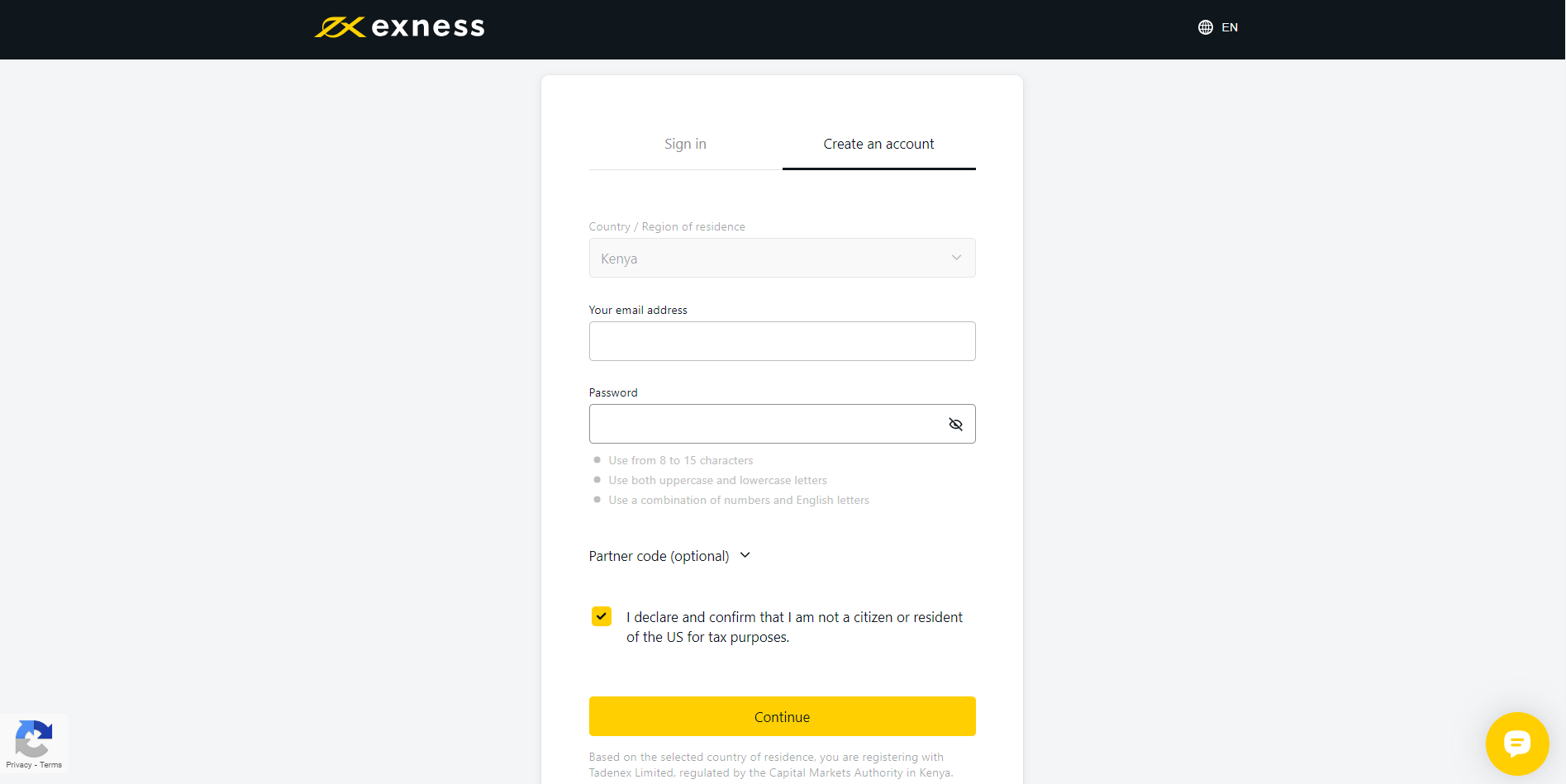 Exness account types
