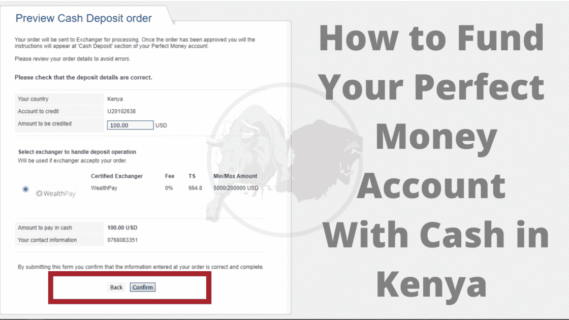 چگونه در کنیا حساب پرفکت مانی خود را با پول نقد تامین کنید