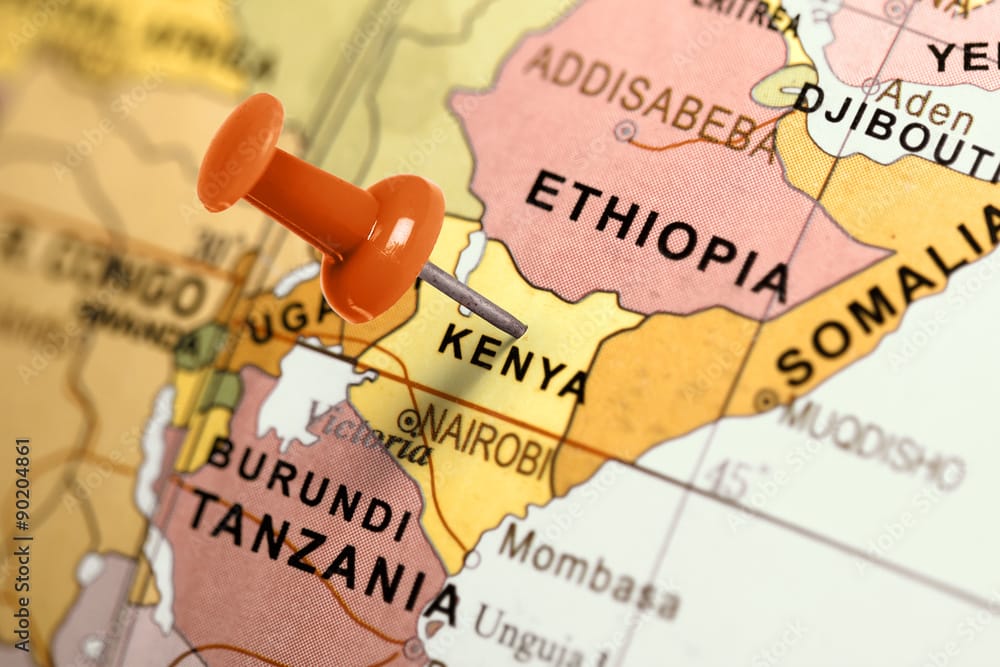 Location Kenya. Red pin on the map.