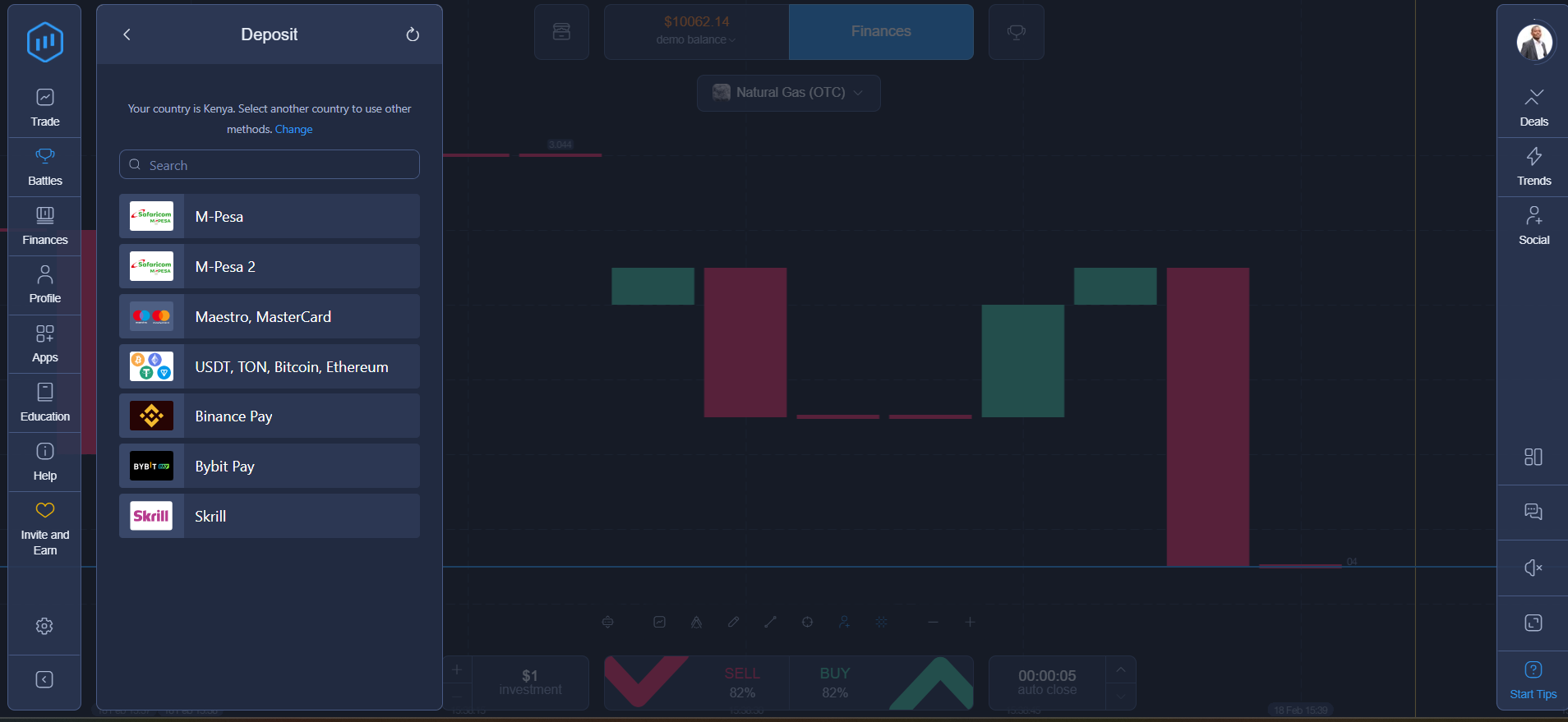 Minimum deposits in Expert Option