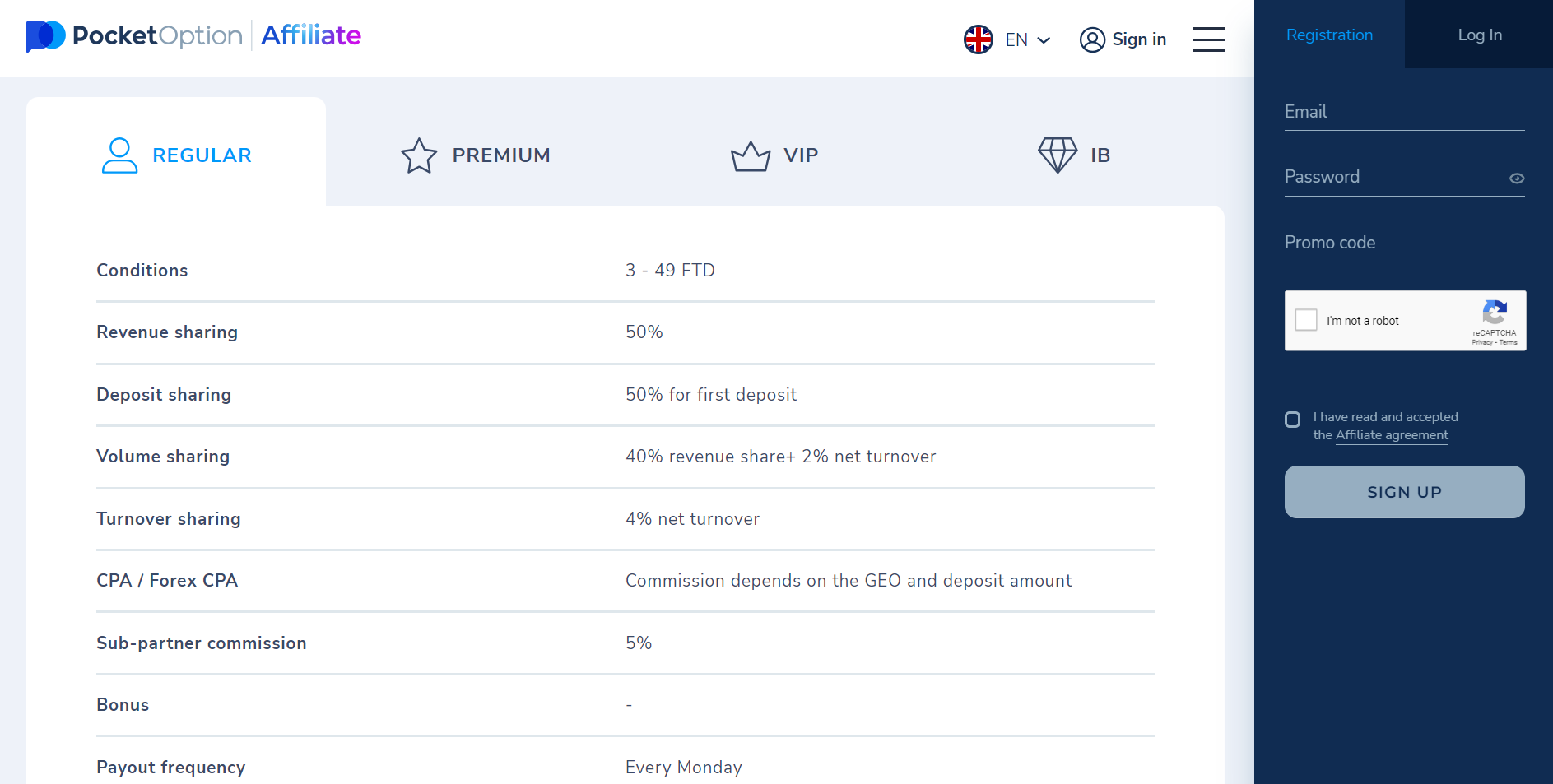 Pocket Option affiliate program