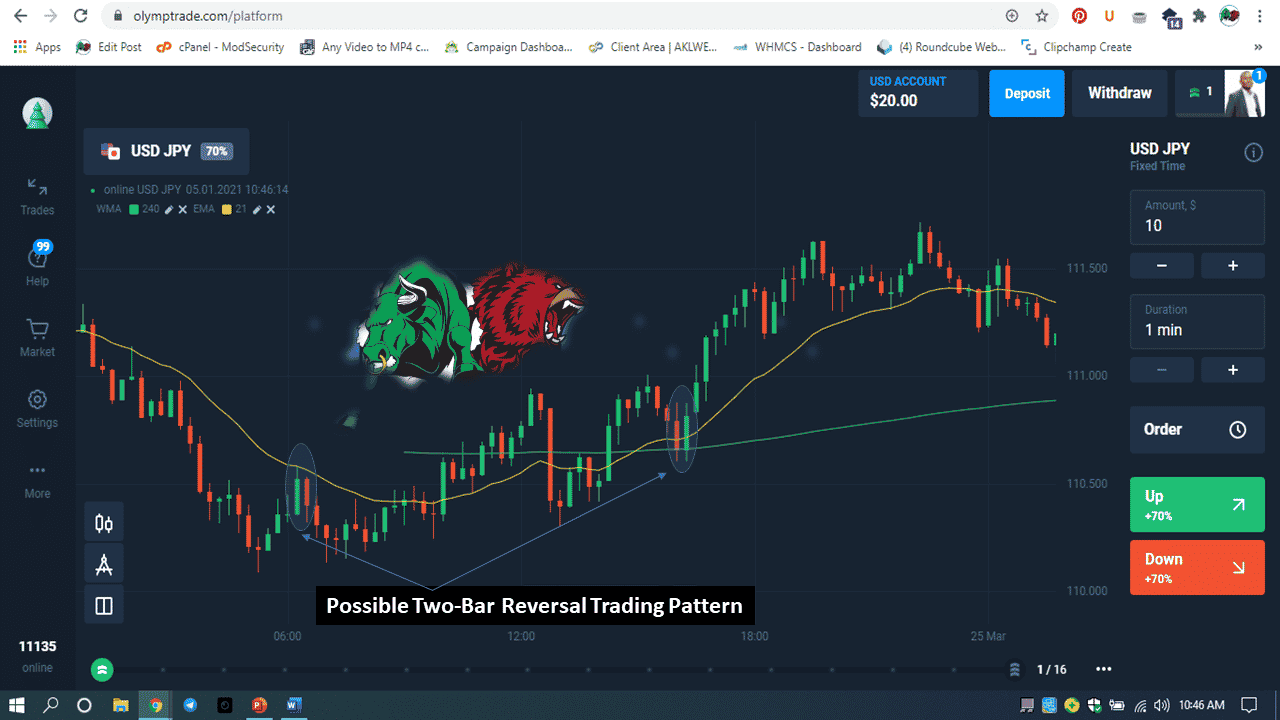 Possible Two-Bar Reversal Trading Pattern