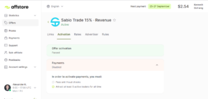 SabioTrade website affiliate program