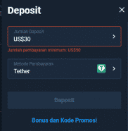 Tether minimum deposit amount $50