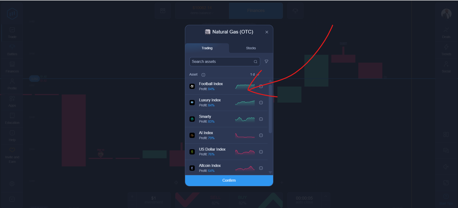 Trading in Expert Option