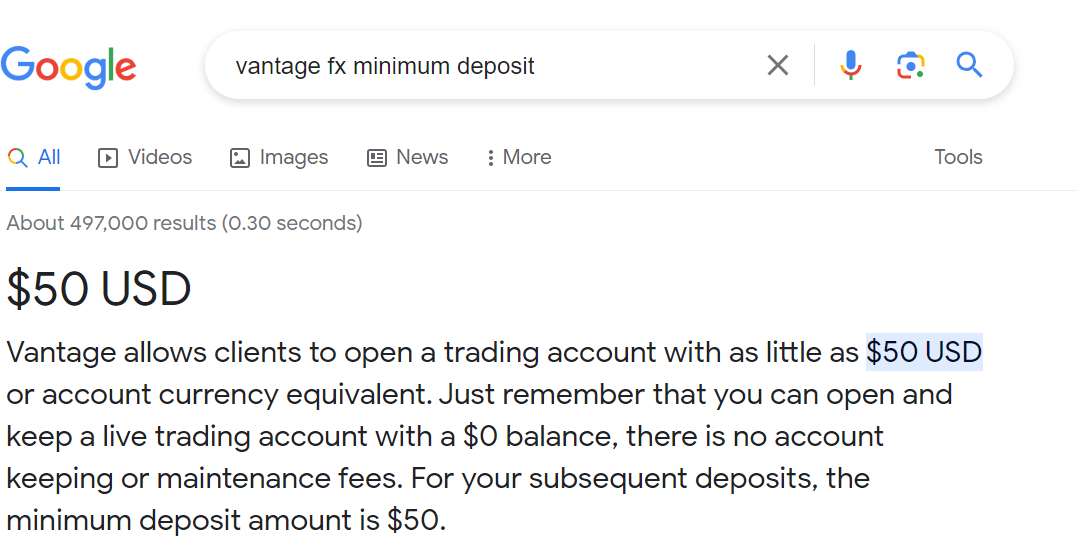 Vantage Fx Minimum Deposit