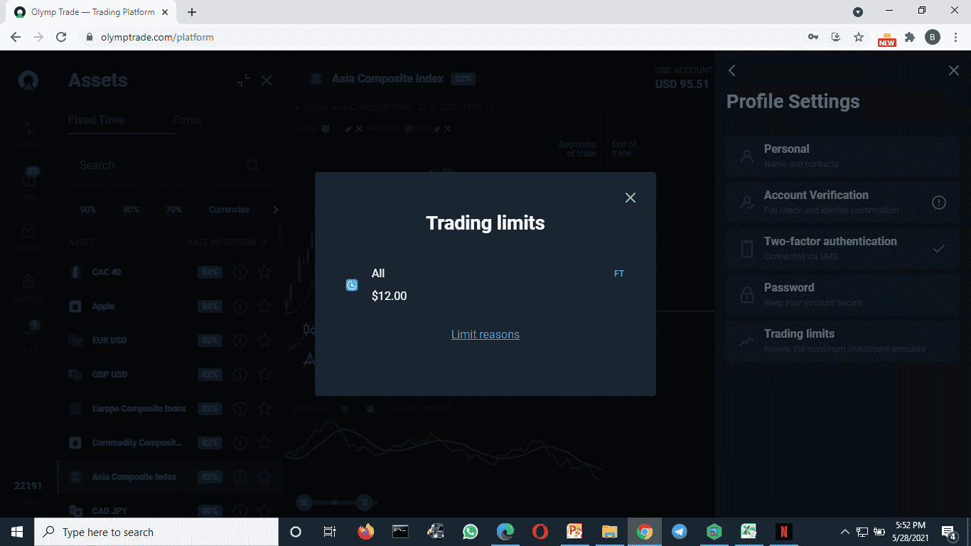 trading limit pops up 